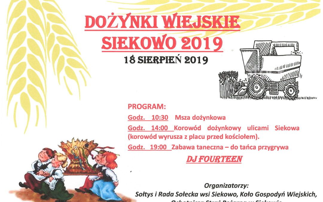 Zapraszamy na Dożynki Wiejskie do Siekowa