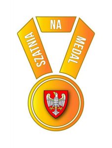 Grafika przedstawia złoty medal. Na środku medalu widnieje herb samorządu województwa wielkopolskiego, a na wstążce widnieje napis: "szatnia na medal".