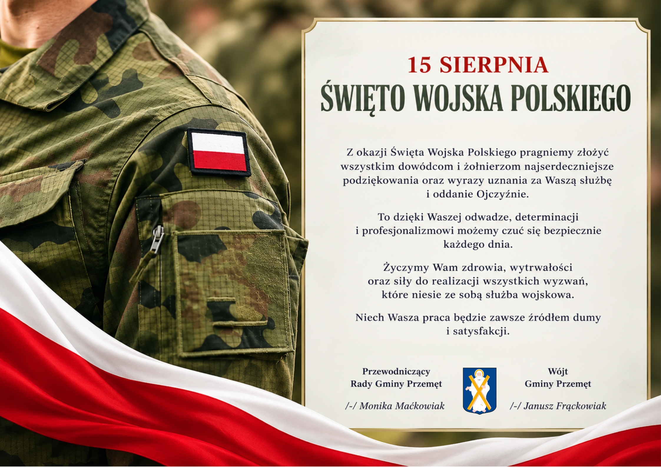 Życzenia z okazji 15 sierpnia Święta Wojska Polskiego